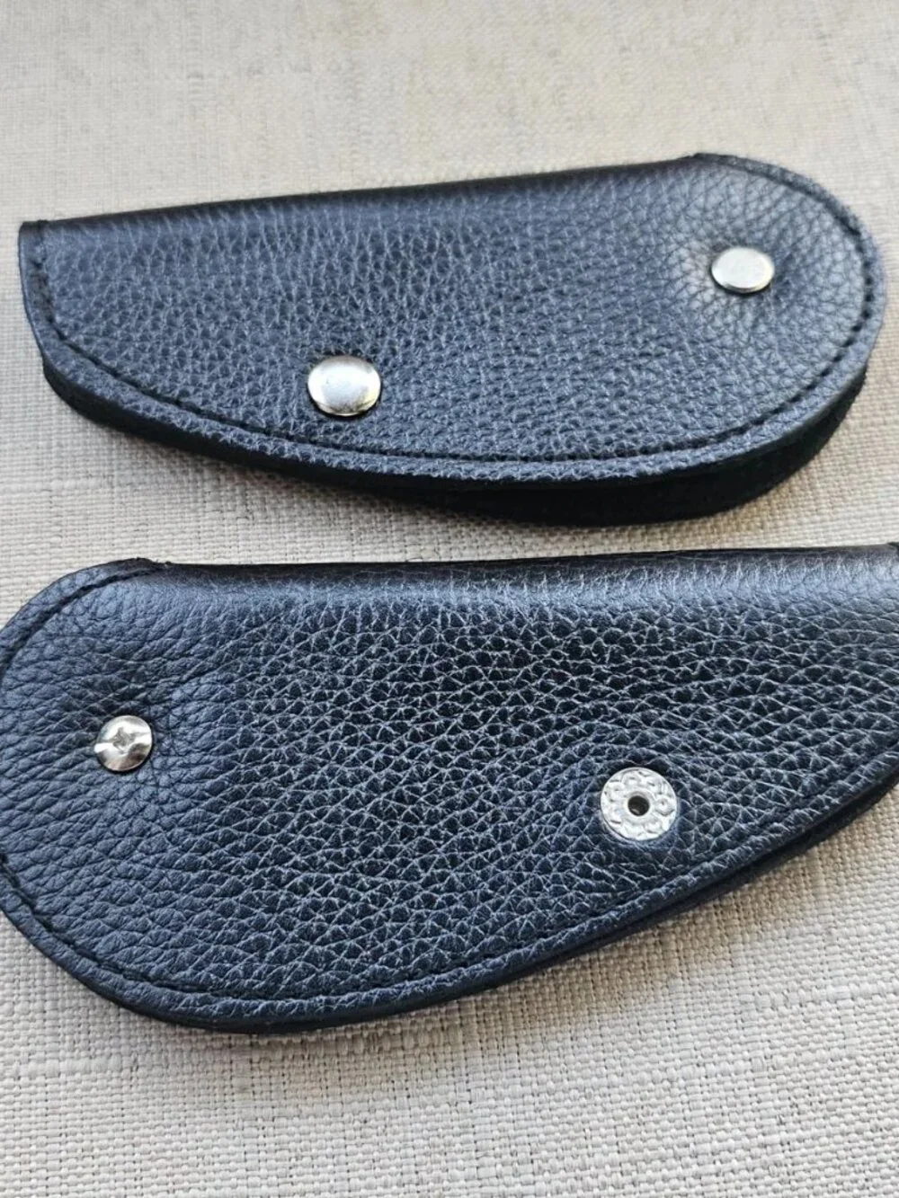 Lot of 2 Key Fob Keychain Black Handmade Genuine Leather Leaf Shape Keys